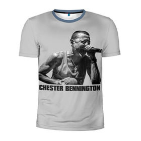 Мужская футболка 3D спортивная с принтом Честер Беннингтон , 100% полиэстер с улучшенными характеристиками | приталенный силуэт, круглая горловина, широкие плечи, сужается к линии бедра | bennington | chester | linkin | park | rip | беннингтон | рок | честер