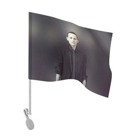 Флаг для автомобиля с принтом Честер Беннингтон , 100% полиэстер | Размер: 30*21 см | bennington | chester | linkin | park | rip | беннингтон | рок | честер