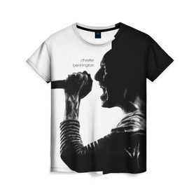 Женская футболка 3D с принтом Chester Bennington , 100% полиэфир ( синтетическое хлопкоподобное полотно) | прямой крой, круглый вырез горловины, длина до линии бедер | chester bennington | рок