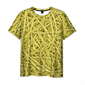 Мужская футболка 3D с принтом Макароны , 100% полиэфир | прямой крой, круглый вырез горловины, длина до линии бедер | веган | вемишель | диета | еда | лапша | паста | паттрен | спагетти | текстура