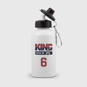 Бутылка спортивная с принтом King James , металл | емкость — 500 мл, в комплекте две пластиковые крышки и карабин для крепления | 