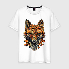 Мужская футболка хлопок с принтом Fox , 100% хлопок | прямой крой, круглый вырез горловины, длина до линии бедер, слегка спущенное плечо. | art | wild | животные | искусство | лиса | лисица | лисичка | природа