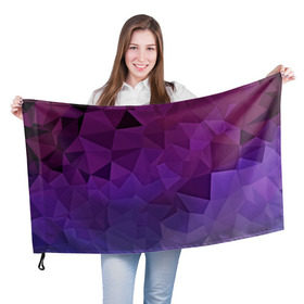 Флаг 3D с принтом Фиолетовые грани , 100% полиэстер | плотность ткани — 95 г/м2, размер — 67 х 109 см. Принт наносится с одной стороны | abstract | abstraction | color | geometry | mirror | polygon | абстракция | геометрия | грани | линии | полигоны | сочетания | стекло | треугольники