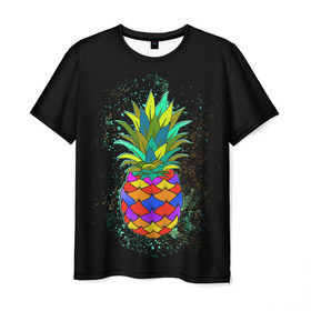 Мужская футболка 3D с принтом Дикий ананас , 100% полиэфир | прямой крой, круглый вырез горловины, длина до линии бедер | Тематика изображения на принте: ананас