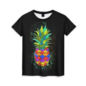 Женская футболка 3D с принтом Дикий ананас , 100% полиэфир ( синтетическое хлопкоподобное полотно) | прямой крой, круглый вырез горловины, длина до линии бедер | ананас