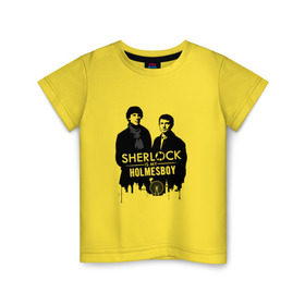 Детская футболка хлопок с принтом Sherlock Holmes , 100% хлопок | круглый вырез горловины, полуприлегающий силуэт, длина до линии бедер | 221b | detective | holmes | london | sherlock | англия | бенедикт | ватсон | детектив | доктор | камбербэтч | лондон | сериал | холмс | шерлок