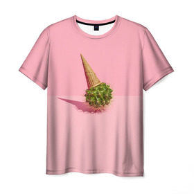 Мужская футболка 3D с принтом Ванильный Кактус , 100% полиэфир | прямой крой, круглый вырез горловины, длина до линии бедер | вафля | вкусняшка | еда | жара | иголки | кактусы | картина | лед | лето | мимими | мороженка | мороженое | необычный | пломбир | растение | рожок | розовый | сладкое | сюрреализм | тень | эскимо