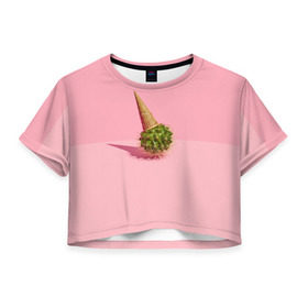 Женская футболка 3D укороченная с принтом Ванильный Кактус , 100% полиэстер | круглая горловина, длина футболки до линии талии, рукава с отворотами | вафля | вкусняшка | еда | жара | иголки | кактусы | картина | лед | лето | мимими | мороженка | мороженое | необычный | пломбир | растение | рожок | розовый | сладкое | сюрреализм | тень | эскимо