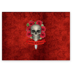 Поздравительная открытка с принтом Gans N Roses , 100% бумага | плотность бумаги 280 г/м2, матовая, на обратной стороне линовка и место для марки
 | gans n roses | группа | исполнители | меч | музыка | песни | розы | рок группа | череп