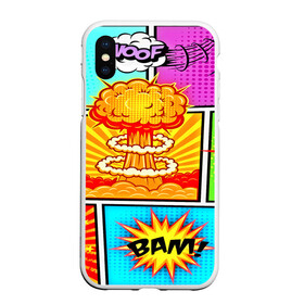 Чехол для iPhone XS Max матовый с принтом Pop Art , Силикон | Область печати: задняя сторона чехла, без боковых панелей | 3d | boom | арт | взрывы | надписи | поп арт