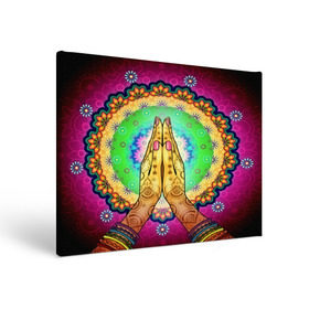 Холст прямоугольный с принтом Meditation , 100% ПВХ |  | Тематика изображения на принте: 3d | indian | mandala | арт | йога | медитация | руки | узор | цветы