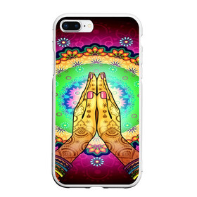 Чехол для iPhone 7Plus/8 Plus матовый с принтом Meditation , Силикон | Область печати: задняя сторона чехла, без боковых панелей | 3d | indian | mandala | арт | йога | медитация | руки | узор | цветы
