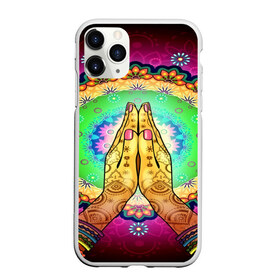 Чехол для iPhone 11 Pro матовый с принтом Meditation , Силикон |  | 3d | indian | mandala | арт | йога | медитация | руки | узор | цветы