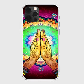 Чехол для iPhone 12 Pro Max с принтом Meditation , Силикон |  | 3d | indian | mandala | арт | йога | медитация | руки | узор | цветы