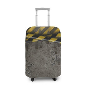 Чехол для чемодана 3D с принтом Универсал , 86% полиэфир, 14% спандекс | двустороннее нанесение принта, прорези для ручек и колес | желтый | новинки | опастность | полосы | популярное | черный