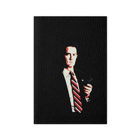 Обложка для паспорта матовая кожа с принтом Дейл Купер , натуральная матовая кожа | размер 19,3 х 13,7 см; прозрачные пластиковые крепления | Тематика изображения на принте: актер | арт | сериал | смокинг | твин пикс | фильмы | черный