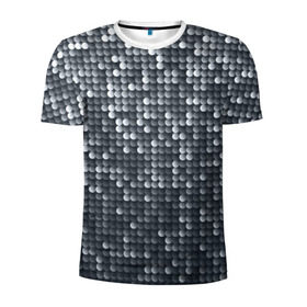 Мужская футболка 3D спортивная с принтом Мелкие Шарики , 100% полиэстер с улучшенными характеристиками | приталенный силуэт, круглая горловина, широкие плечи, сужается к линии бедра | кольчуга | металл | перелив | рыбный | серебро | черно белый | чешуйки | чешуя