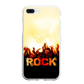 Чехол для iPhone 7Plus/8 Plus матовый с принтом Rock концерт , Силикон | Область печати: задняя сторона чехла, без боковых панелей | Тематика изображения на принте: rock | в толпу | гитара | группа | дым | жанр | концерт | металл | музыка | надпись | панк | певец | песня | прыжок | рок | рок н рол | руки | стиль | хард | хой | я люблю рок
