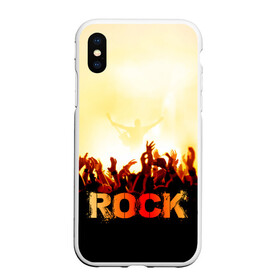 Чехол для iPhone XS Max матовый с принтом Rock концерт , Силикон | Область печати: задняя сторона чехла, без боковых панелей | Тематика изображения на принте: rock | в толпу | гитара | группа | дым | жанр | концерт | металл | музыка | надпись | панк | певец | песня | прыжок | рок | рок н рол | руки | стиль | хард | хой | я люблю рок