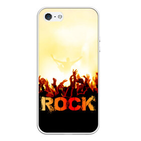 Чехол для iPhone 5/5S матовый с принтом Rock концерт , Силикон | Область печати: задняя сторона чехла, без боковых панелей | Тематика изображения на принте: rock | в толпу | гитара | группа | дым | жанр | концерт | металл | музыка | надпись | панк | певец | песня | прыжок | рок | рок н рол | руки | стиль | хард | хой | я люблю рок