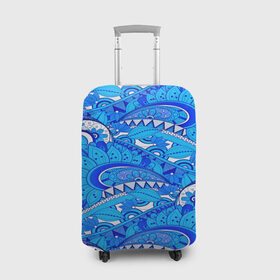 Чехол для чемодана 3D с принтом Floral pattern , 86% полиэфир, 14% спандекс | двустороннее нанесение принта, прорези для ручек и колес | 3d | абстракция | арт | волны | синий | узор | цветы