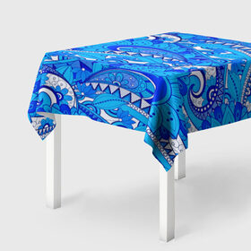 Скатерть 3D с принтом Floral pattern , 100% полиэстер (ткань не мнется и не растягивается) | Размер: 150*150 см | 3d | абстракция | арт | волны | синий | узор | цветы