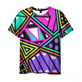 Мужская футболка 3D с принтом Geometry , 100% полиэфир | прямой крой, круглый вырез горловины, длина до линии бедер | геометрия | подарок | прикол | принт | яркий
