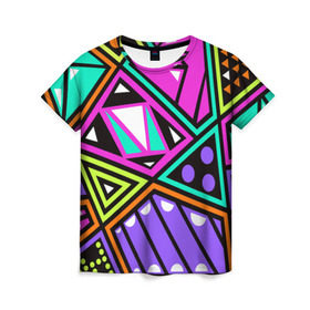 Женская футболка 3D с принтом Geometry , 100% полиэфир ( синтетическое хлопкоподобное полотно) | прямой крой, круглый вырез горловины, длина до линии бедер | геометрия | подарок | прикол | принт | яркий