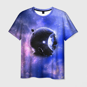 Мужская футболка 3D с принтом Вселенная бесконечна , 100% полиэфир | прямой крой, круглый вырез горловины, длина до линии бедер | Тематика изображения на принте: звезды | планета | разноцветный | шлем | яркий