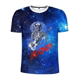 Мужская футболка 3D спортивная с принтом Мертвый гитарист , 100% полиэстер с улучшенными характеристиками | приталенный силуэт, круглая горловина, широкие плечи, сужается к линии бедра | Тематика изображения на принте: rock | гитара | скелет | я люблю рок
