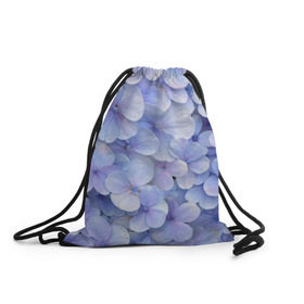 Рюкзак-мешок 3D с принтом Гортензия голубая , 100% полиэстер | плотность ткани — 200 г/м2, размер — 35 х 45 см; лямки — толстые шнурки, застежка на шнуровке, без карманов и подкладки | hydrangea | лето | нежность | незабудка | цветы