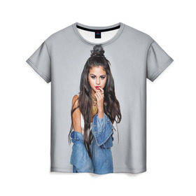 Женская футболка 3D с принтом Selena Gomez , 100% полиэфир ( синтетическое хлопкоподобное полотно) | прямой крой, круглый вырез горловины, длина до линии бедер | Тематика изображения на принте: 