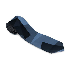Галстук 3D с принтом Camo - Black & Blue (Чёрно-синий камуфляж) , 100% полиэстер | Длина 148 см; Плотность 150-180 г/м2 | Тематика изображения на принте: 0x00000123 | camo | битый | камуфляж | пиксель | синий