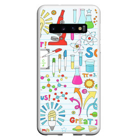 Чехол для Samsung Galaxy S10 с принтом Стикеры Наука , Силикон | Область печати: задняя сторона чехла, без боковых панелей | Тематика изображения на принте: паттерн | студенту | школьный