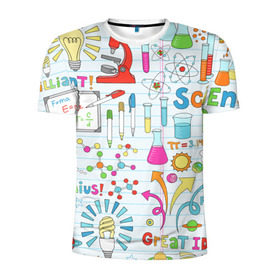 Мужская футболка 3D спортивная с принтом Стикеры Наука , 100% полиэстер с улучшенными характеристиками | приталенный силуэт, круглая горловина, широкие плечи, сужается к линии бедра | паттерн | студенту | школьный
