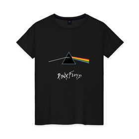 Женская футболка хлопок с принтом Pink Floyd , 100% хлопок | прямой крой, круглый вырез горловины, длина до линии бедер, слегка спущенное плечо | rolling stone | англия | басы | британия | гитара | группа | музыка | песни | пинк флойд | призма | радуга | рок | свет