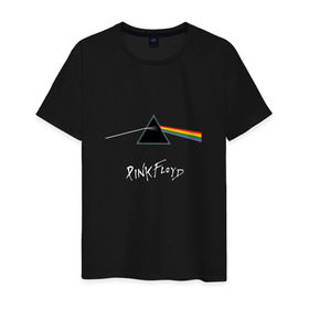 Мужская футболка хлопок с принтом Pink Floyd , 100% хлопок | прямой крой, круглый вырез горловины, длина до линии бедер, слегка спущенное плечо. | Тематика изображения на принте: rolling stone | англия | басы | британия | гитара | группа | музыка | песни | пинк флойд | призма | радуга | рок | свет