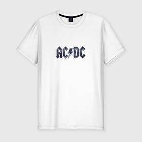 Мужская футболка премиум с принтом AC/DC , 92% хлопок, 8% лайкра | приталенный силуэт, круглый вырез ворота, длина до линии бедра, короткий рукав | ас | группа | дс | логотип | музыка | печни | рок