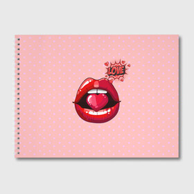 Альбом для рисования с принтом Lips , 100% бумага
 | матовая бумага, плотность 200 мг. | Тематика изображения на принте: 3d | love | pop art | арт | губы | девушкам | любовь | поп арт | поцелуй | розовый | сердечки