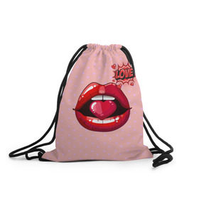 Рюкзак-мешок 3D с принтом Lips , 100% полиэстер | плотность ткани — 200 г/м2, размер — 35 х 45 см; лямки — толстые шнурки, застежка на шнуровке, без карманов и подкладки | 3d | love | pop art | арт | губы | девушкам | любовь | поп арт | поцелуй | розовый | сердечки