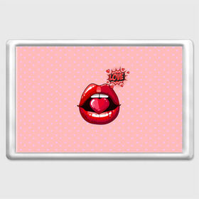 Магнит 45*70 с принтом Lips , Пластик | Размер: 78*52 мм; Размер печати: 70*45 | 3d | love | pop art | арт | губы | девушкам | любовь | поп арт | поцелуй | розовый | сердечки