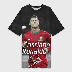 Платье-футболка 3D с принтом Криштиану Роналду ,  |  | cristiano ronaldo | fifa | madrid | portugal | real | respect | uefa | автограф | игрок | криштиану | лучший | мадрид | мира | португалия | реал | роналду | сборная | футбол