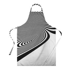 Фартук 3D с принтом Black&White illusion , 100% полиэстер | общий размер — 65 х 85 см, ширина нагрудника — 26 см, горловина — 53 см, длина завязок — 54 см, общий обхват в поясе — 173 см. Принт на завязках и на горловине наносится с двух сторон, на основной части фартука — только с внешней стороны | 3d | абстракции | иллюзия | линии | полосы | черно белые