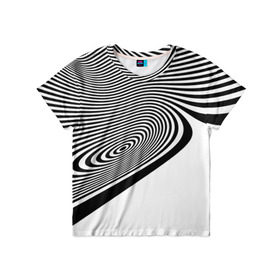 Детская футболка 3D с принтом Black&White illusion , 100% гипоаллергенный полиэфир | прямой крой, круглый вырез горловины, длина до линии бедер, чуть спущенное плечо, ткань немного тянется | 3d | абстракции | иллюзия | линии | полосы | черно белые