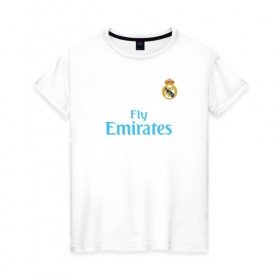 Женская футболка хлопок с принтом Реал Мадрид , 100% хлопок | прямой крой, круглый вырез горловины, длина до линии бедер, слегка спущенное плечо | madrid | real | барселона | футбол