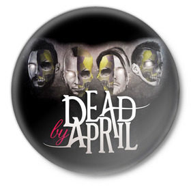 Значок с принтом Dead by April ,  металл | круглая форма, металлическая застежка в виде булавки | dba | dead by april | дэд бай эйприл