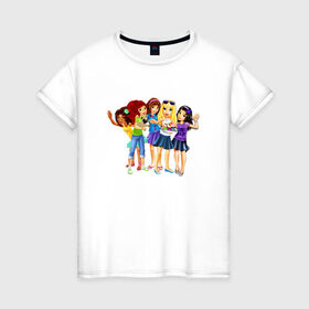 Женская футболка хлопок с принтом ЛЕГО Френдс , 100% хлопок | прямой крой, круглый вырез горловины, длина до линии бедер, слегка спущенное плечо | lego friends | андреа | лучшие подружки | миа | оливия | стефани | эмма