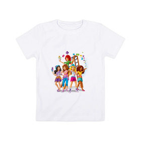 Детская футболка хлопок с принтом ЛЕГО Френдс , 100% хлопок | круглый вырез горловины, полуприлегающий силуэт, длина до линии бедер | lego friends | андреа | лучшие подружки | миа | оливия | стефани | эмма