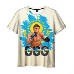 Мужская футболка 3D с принтом Геннадий Головкин , 100% полиэфир | прямой крой, круглый вырез горловины, длина до линии бедер | fighting | ggg | боец | боксер | борьба | драки