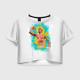 Женская футболка 3D укороченная с принтом Геннадий Головкин , 100% полиэстер | круглая горловина, длина футболки до линии талии, рукава с отворотами | fighting | ggg | боец | боксер | борьба | драки
